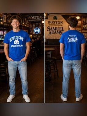 Gildan Royal Blue "Doyle's Cafe / Samuel Adams" Short Sleeve T Shirt Size M
